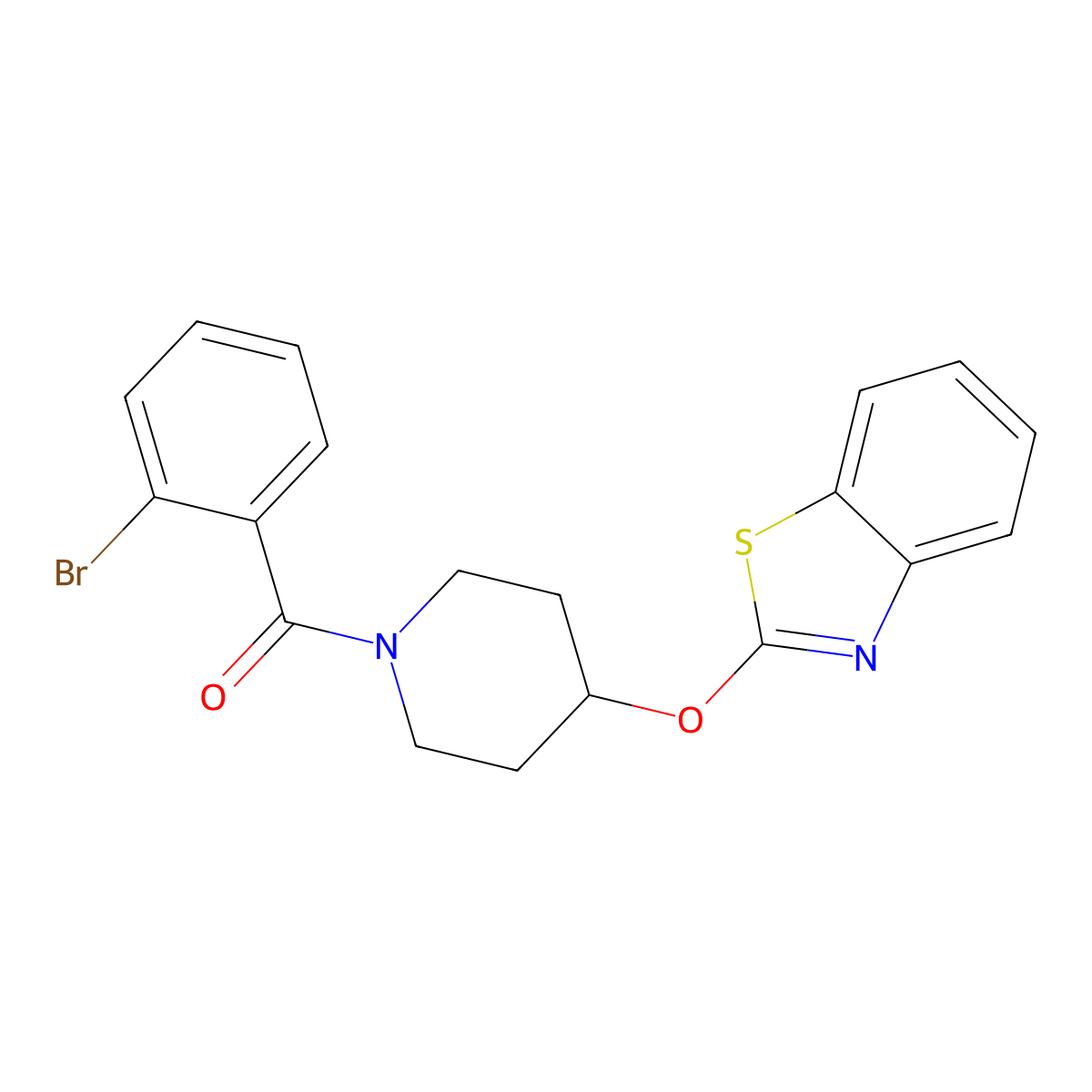 (4-(Benzo[d]thiazol-2-yloxy)piperidin-1-yl)(2-bromophenyl)methanone molecular structure, CAS 1331362-52-7