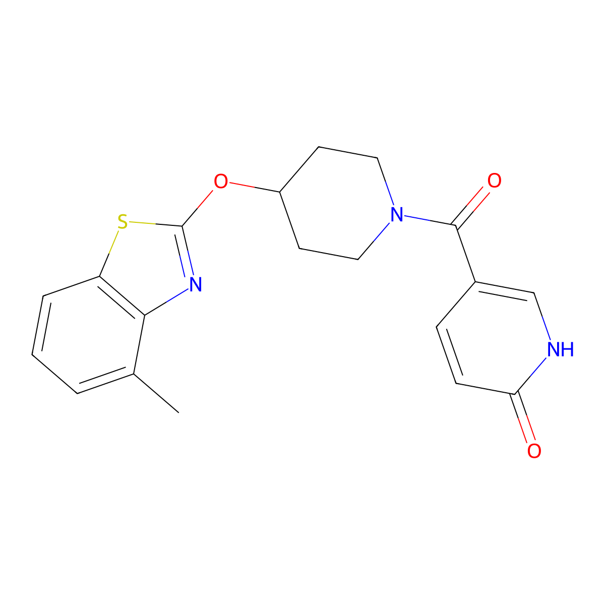 5-(4-((4-methylbenzo[d]thiazol-2-yl)oxy)piperidine-1-carbonyl)pyridin-2(1H)-one molecular structure, CAS 1331363-48-4