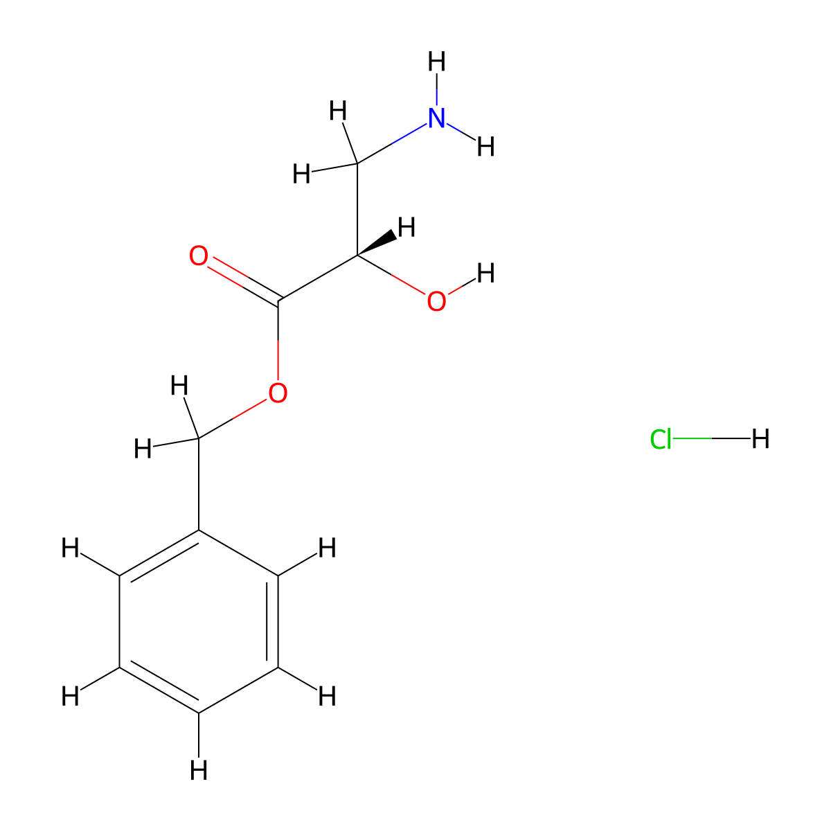 benzyl (2S)-3-amino-2-hydroxypropanoate hydrochloride molecular structure, CAS 133153-66-9
