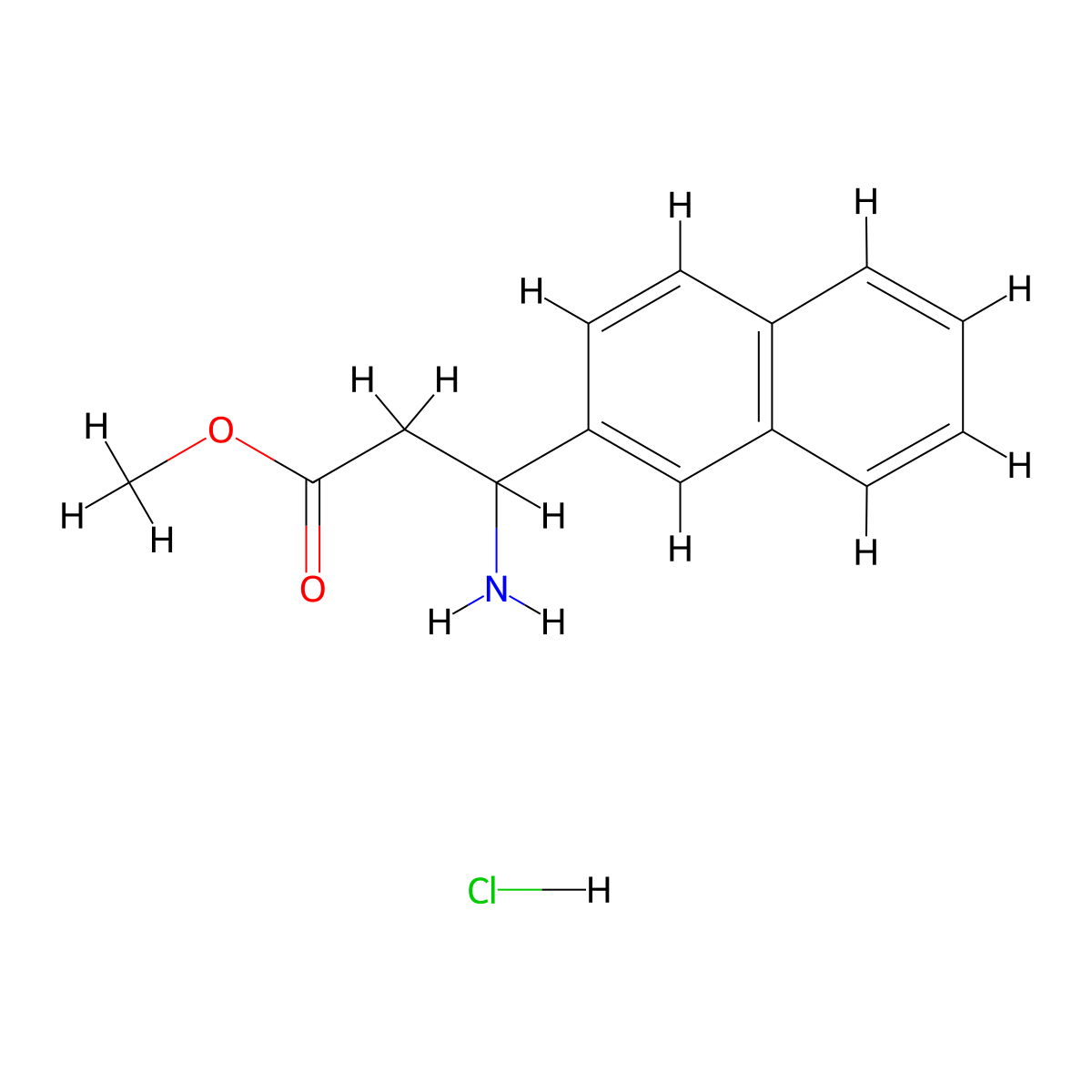 Methyl 3-amino-3-(naphthalen-2-yl)propanoate hydrochloride molecular structure, CAS 133153-69-2