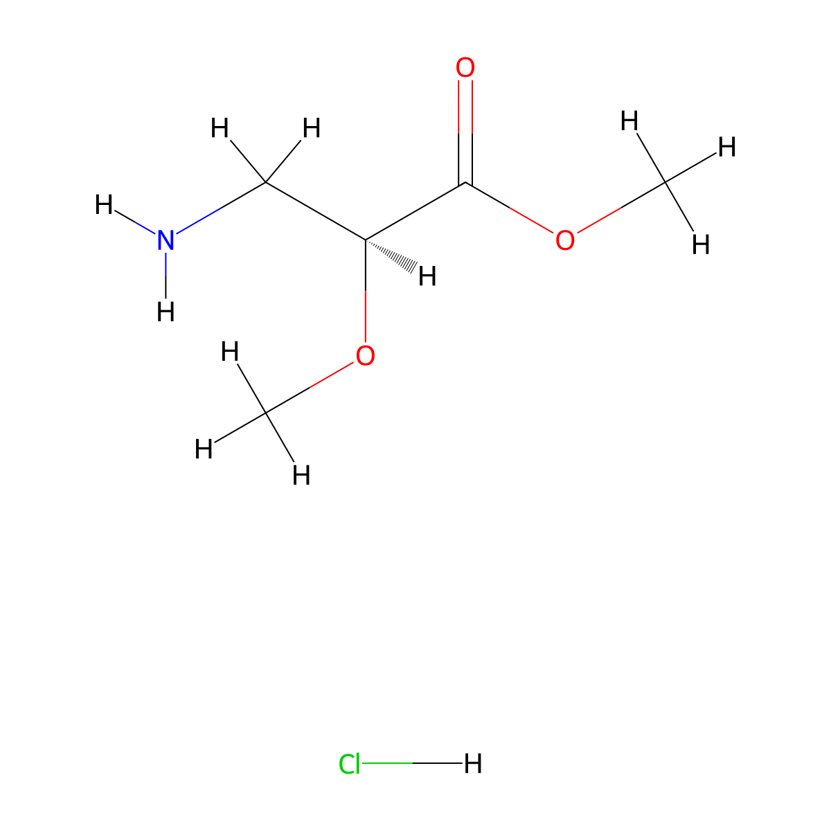 methyl (2S)-3-amino-2-methoxypropanoate hydrochloride molecular structure, CAS 133153-73-8