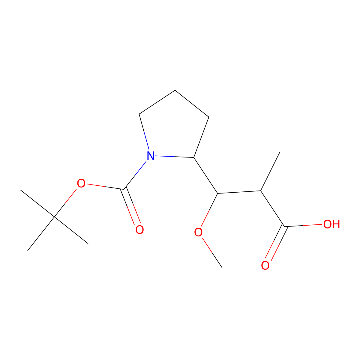 (2S,3R)-3-((S)-1-(tert-butoxycarbonyl)pyrrolidin-2-yl)-3-methoxy-2-methylpropanoic acid molecular structure, CAS 133164-08-6