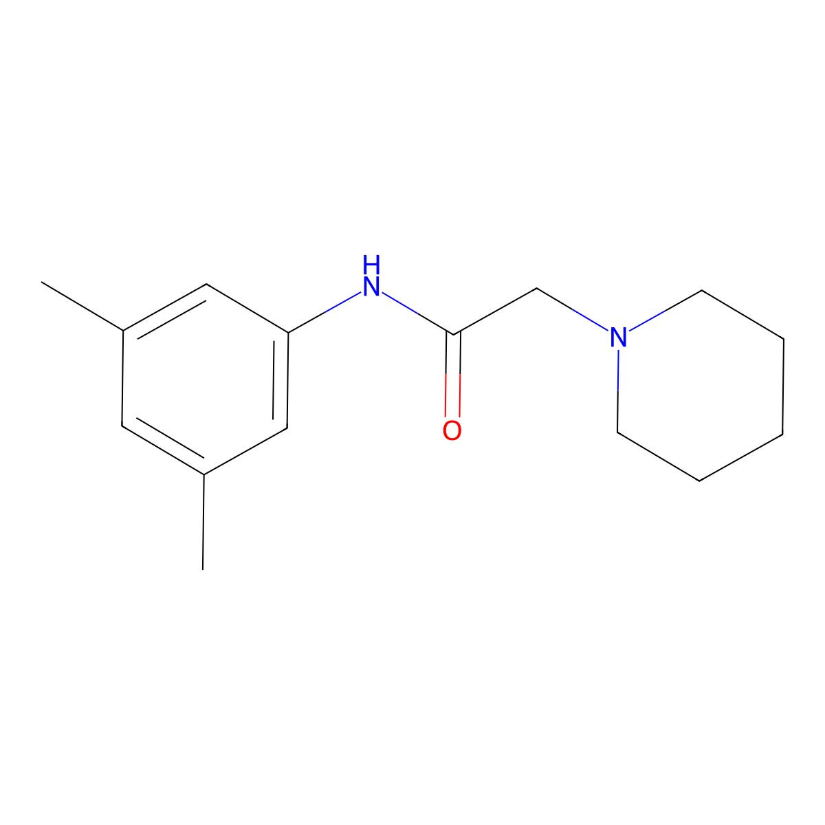 N-(3,5-dimethylphenyl)-2-piperidinoacetamide molecular structure, CAS 133168-03-3