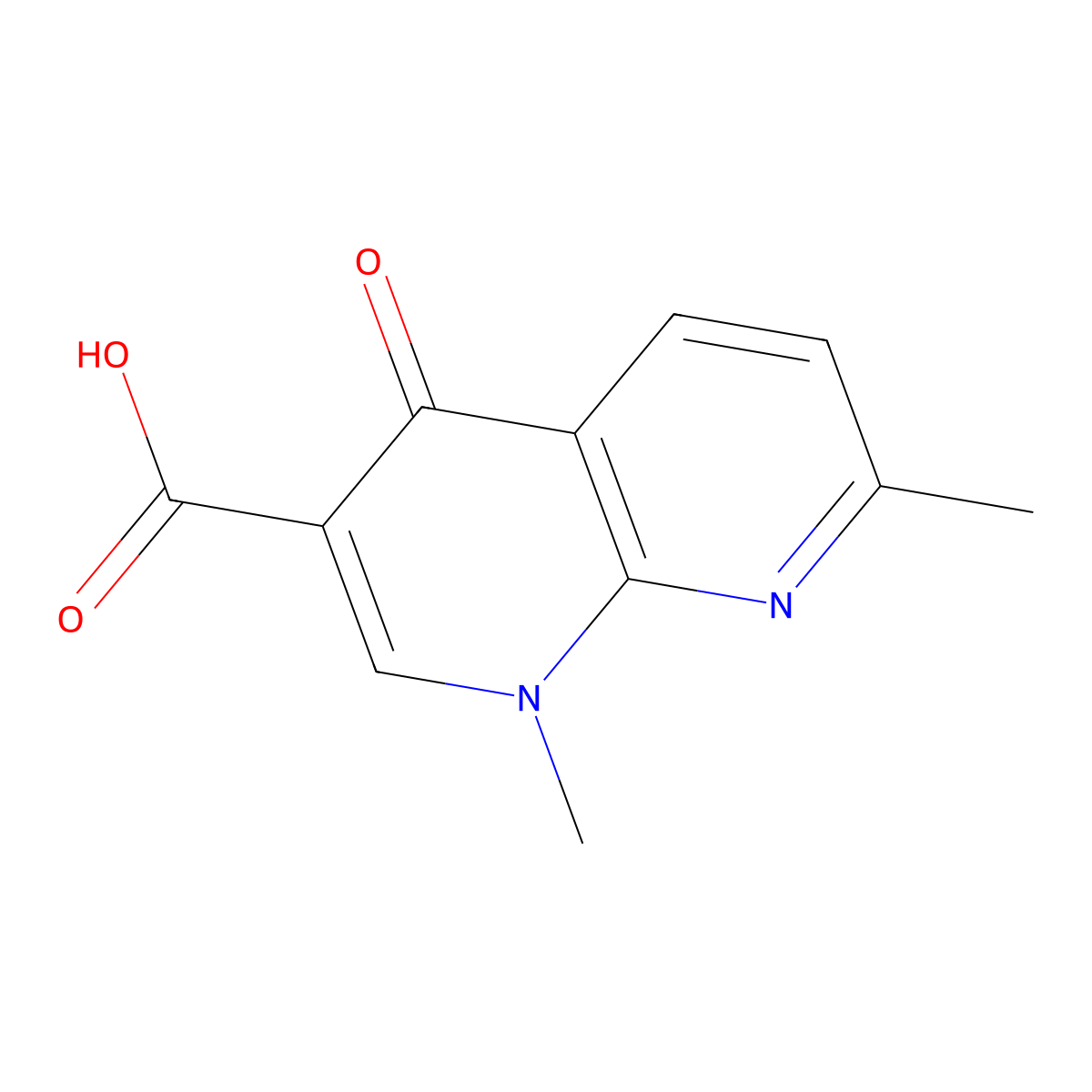 1,7-Dimethyl-4-oxo-1,4-dihydro-1,8-naphthyridine-3-carboxylic acid molecular structure, CAS 13317-12-9