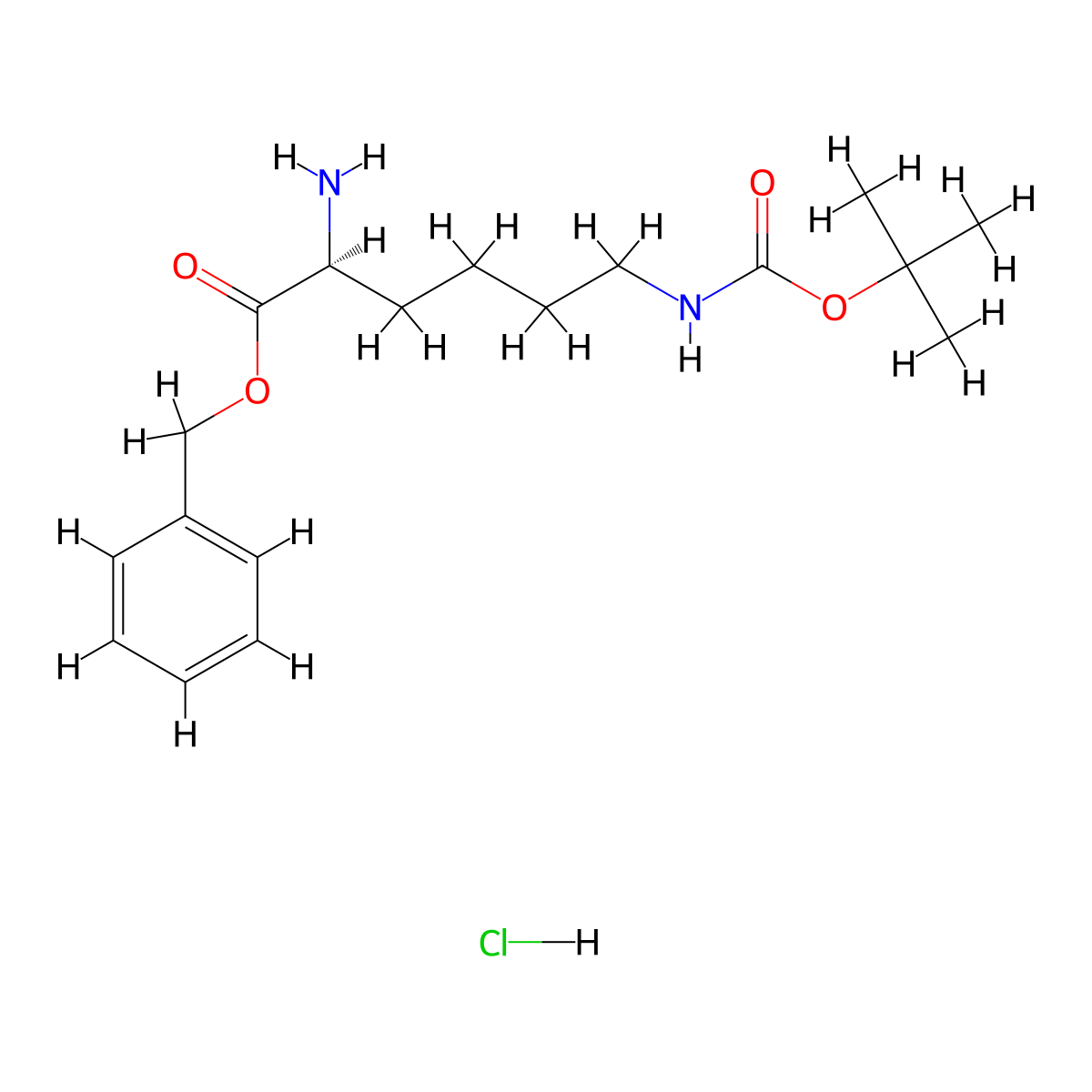 (S)-Benzyl 2-amino-6-((tert-butoxycarbonyl)amino)hexanoate hydrochloride molecular structure, CAS 133170-57-7