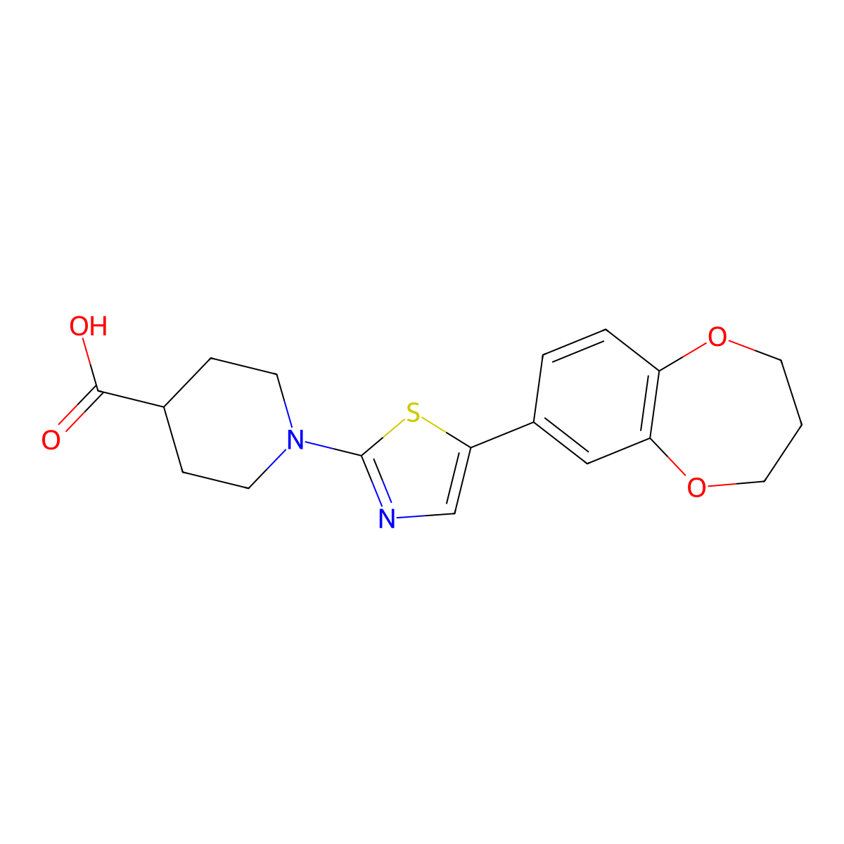 1-(5-(3,4-Dihydro-2H-Benzo[B][1,4]Dioxepin-7-yl)Thiazol-2-yl)Piperidine-4-Carboxylic Acid molecular structure, CAS 1331745-61-9