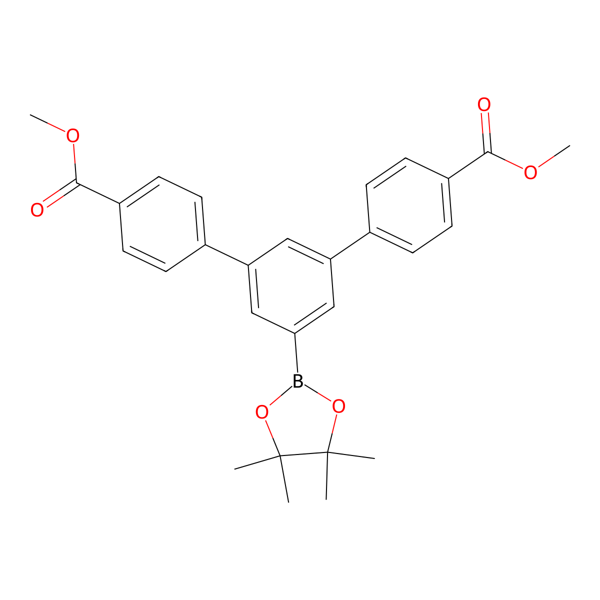 Dimethyl 5'-(4,4,5,5-tetramethyl-1,3,2-dioxaborolan-2-yl)-[1,1':3',1''-terphenyl]-4,4''-dicarboxylate molecular structure, CAS 1331745-91-5