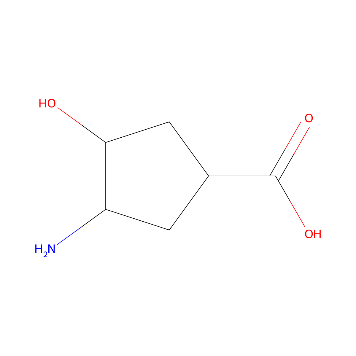 rac-(1R,3S,4R)-3-amino-4-hydroxycyclopentane-1-carboxylic acid molecular structure, CAS 1331756-11-6