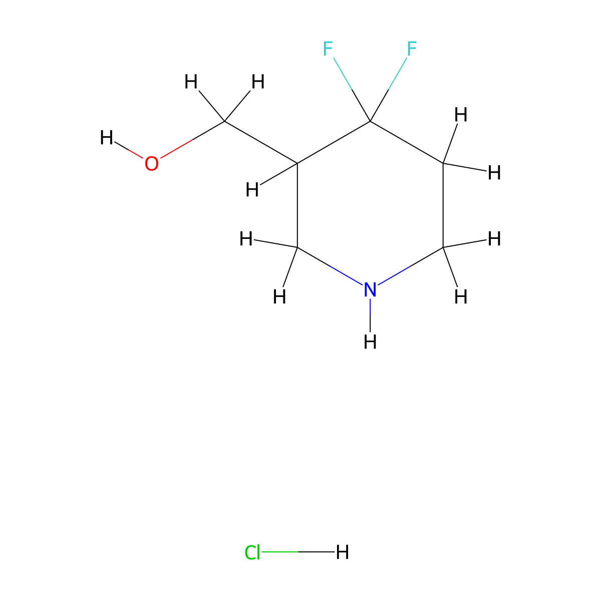 (4,4-Difluoropiperidin-3-yl)methanol hydrochloride molecular structure, CAS 1331775-99-5