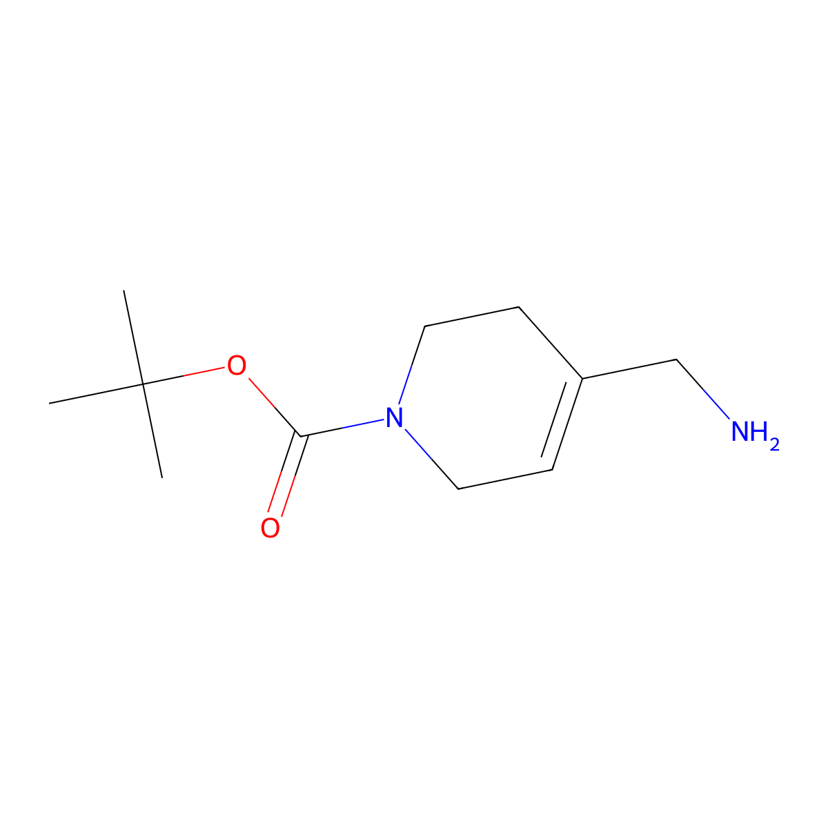 Tert-butyl 4-(aminomethyl)-1,2,3,6-tetrahydropyridine-1-carboxylate molecular structure, CAS 1331777-58-2