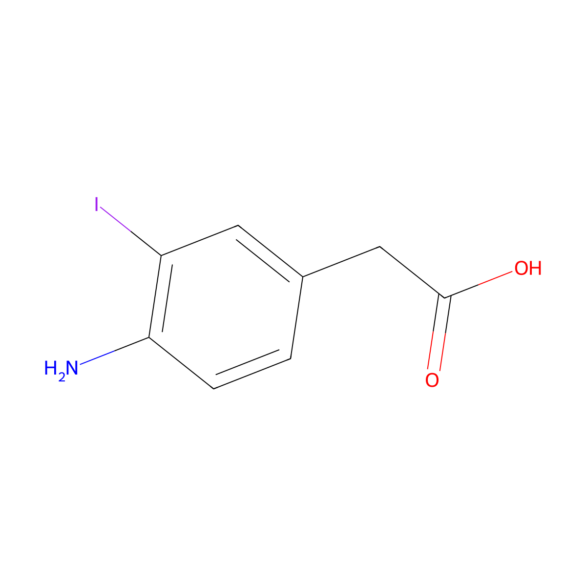 (4-Amino-3-iodophenyl)acetic acid molecular structure, CAS 133178-71-9