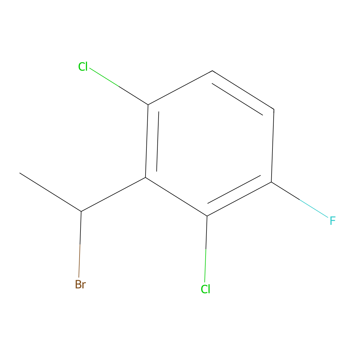 2-(1-Bromoethyl)-1,3-dichloro-4-fluorobenzene molecular structure, CAS 1331786-28-7