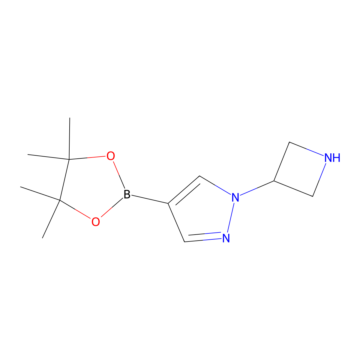 1-(Azetidin-3-yl)-4-(4,4,5,5-tetramethyl-1,3,2-dioxaborolan-2-yl)-1H-pyrazole molecular structure, CAS 1331786-41-4
