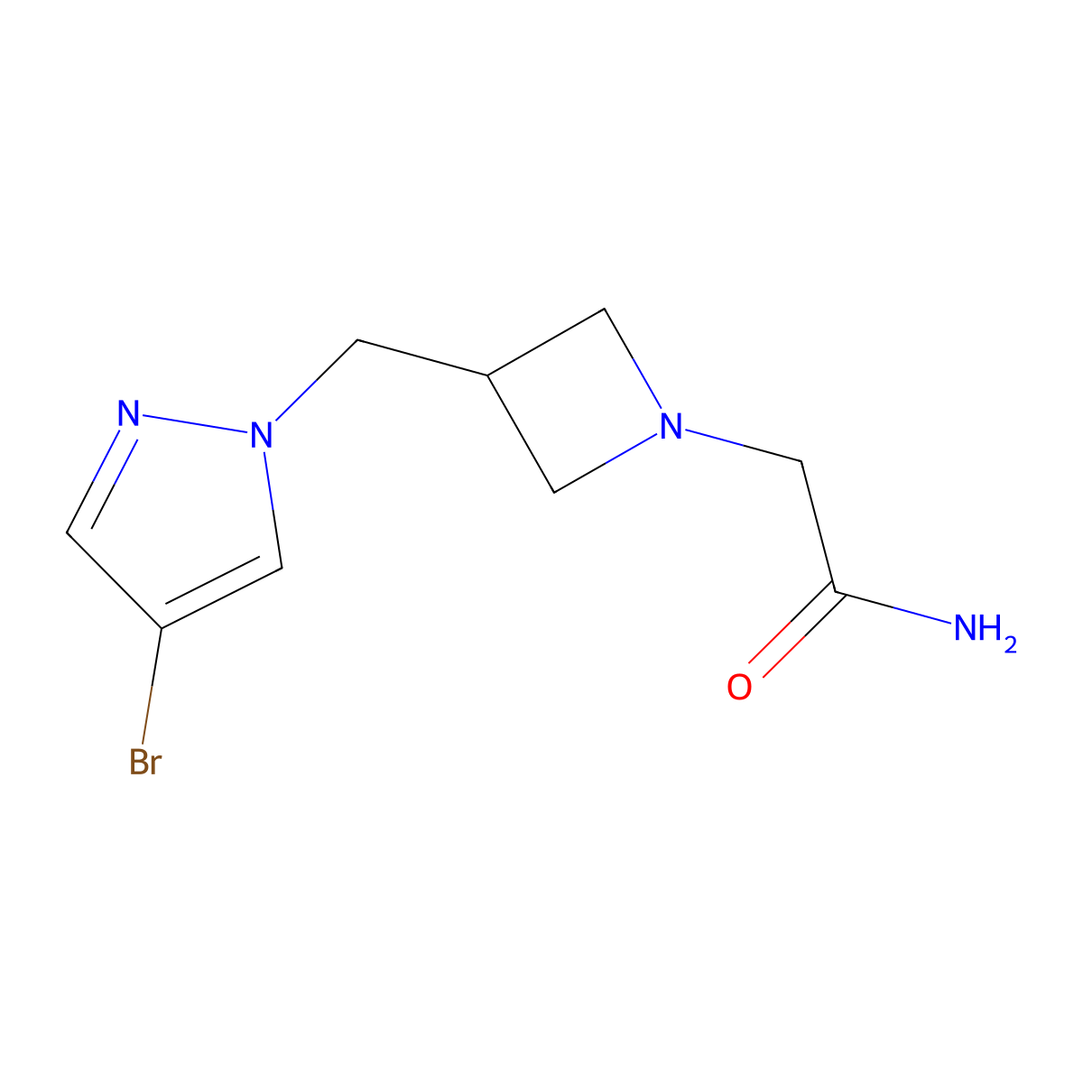 2-{3-[(4-bromo-1H-pyrazol-1-yl)methyl]azetidin-1-yl}acetamide molecular structure, CAS 1331786-46-9