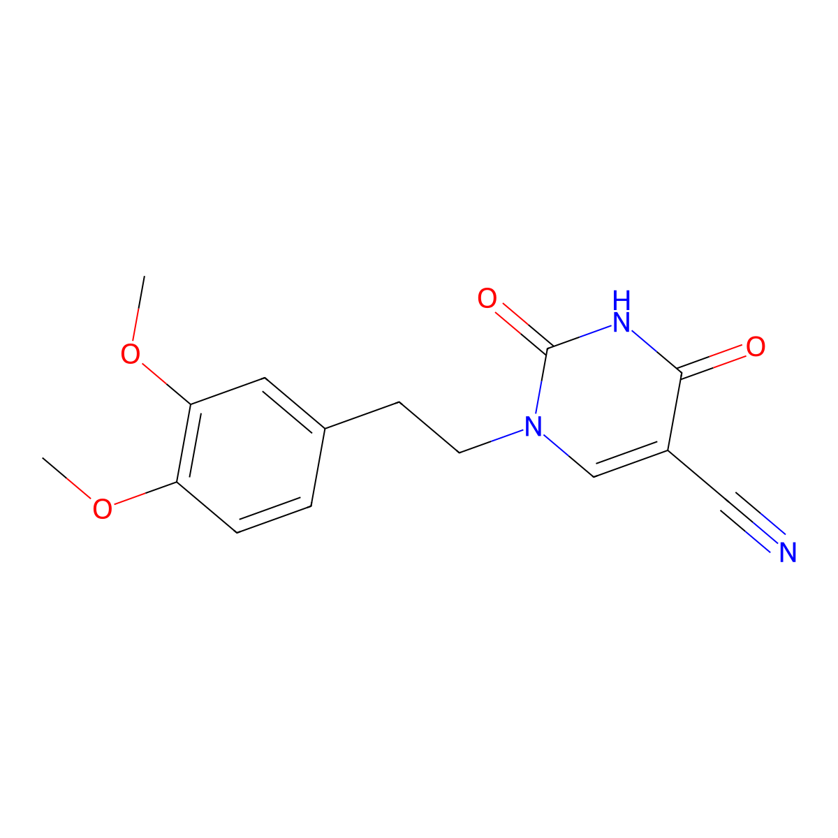 1-(3,4-Dimethoxyphenethyl)-2,4-dioxo-1,2,3,4-tetrahydro-5-pyrimidinecarbonitrile molecular structure, CAS 133181-42-7