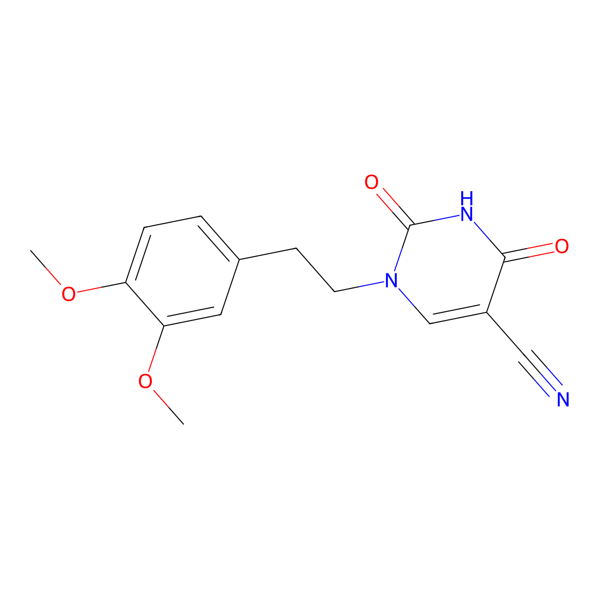 1-(3,4-Dimethoxyphenethyl)-2,4-dioxo-1,2,3,4-tetrahydro-5-pyrimidinecarbonitrile molecular structure, CAS 133181-42-7