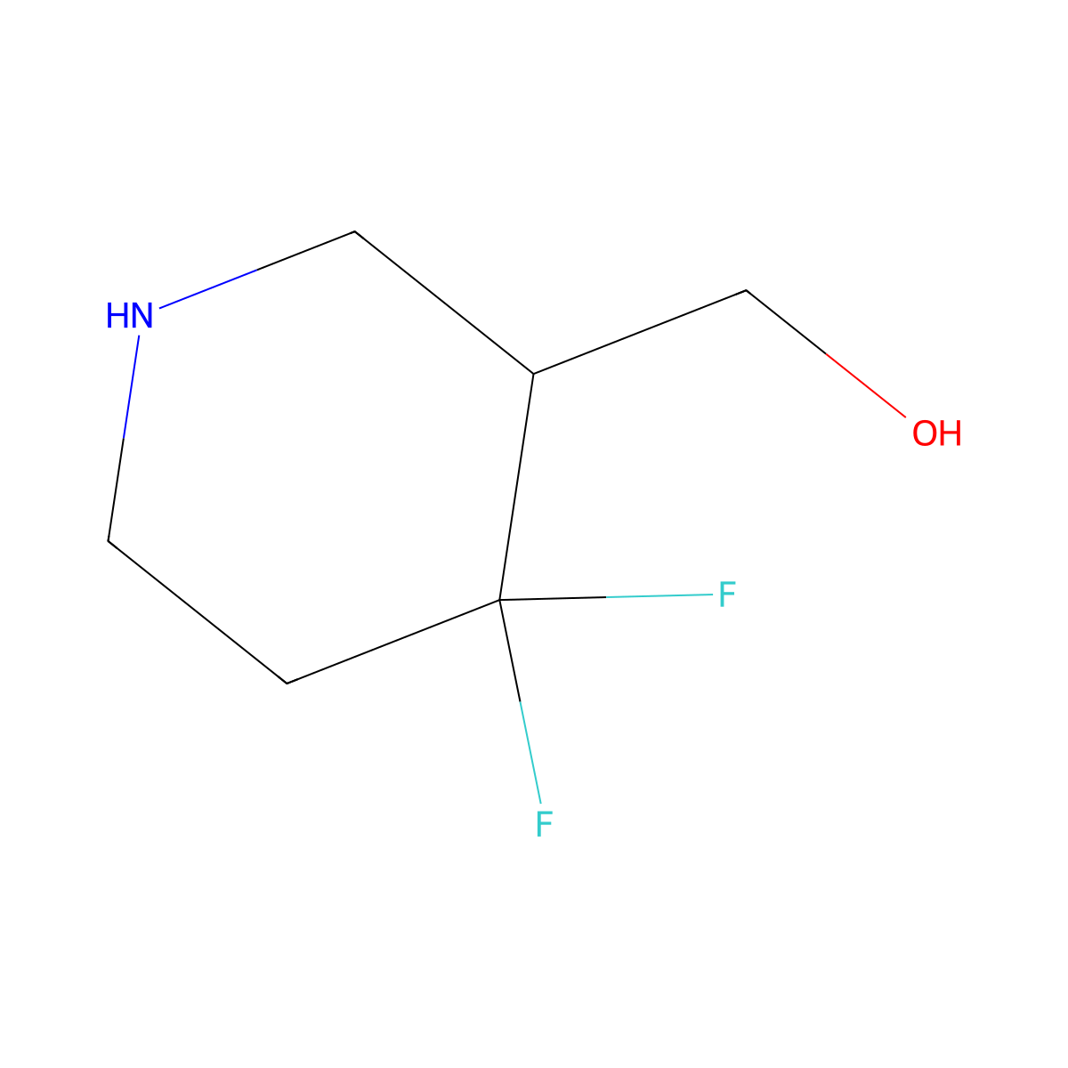 (4,4-Difluoropiperidin-3-yl)methanol molecular structure, CAS 1331823-62-1