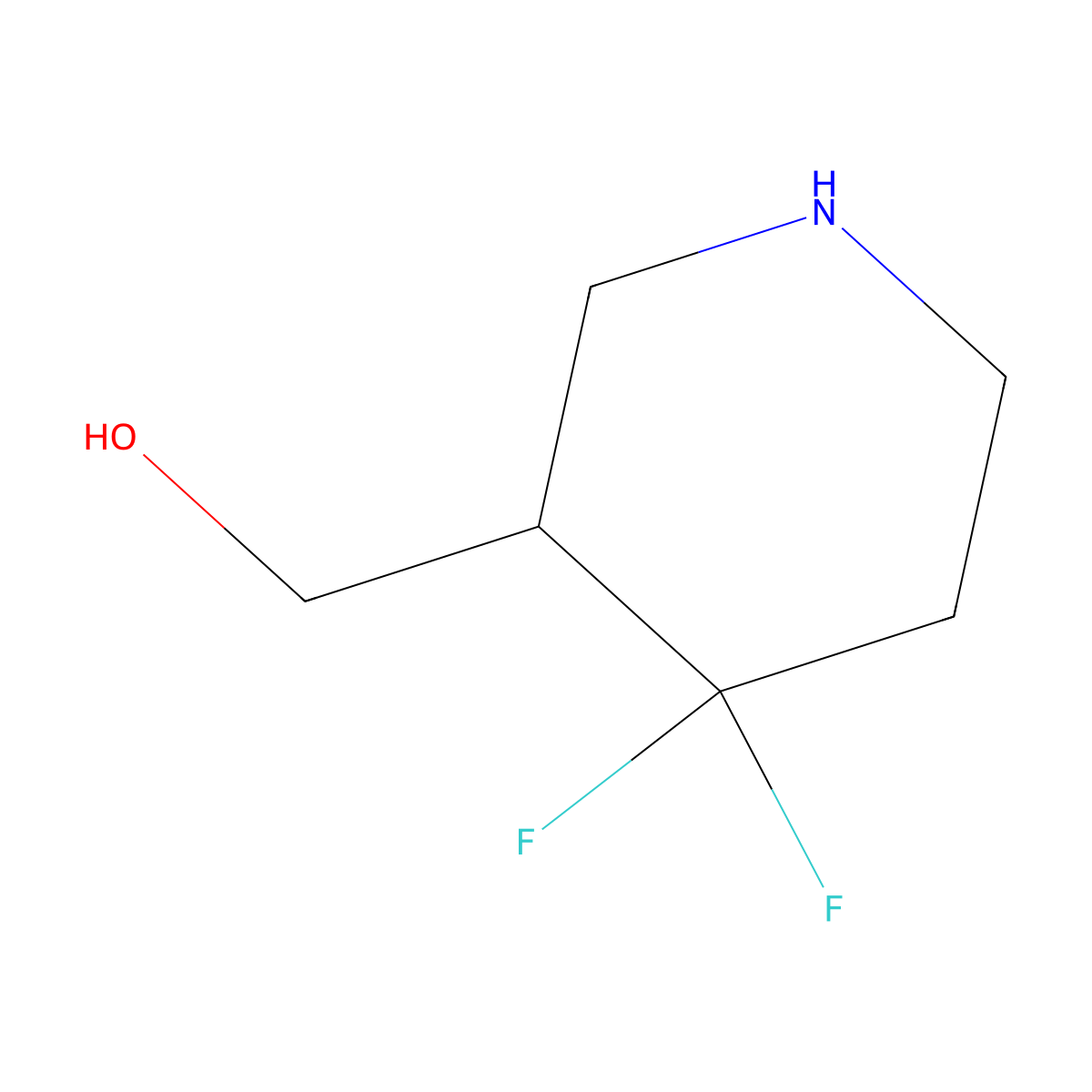 (4,4-Difluoropiperidin-3-yl)methanol molecular structure, CAS 1331823-62-1