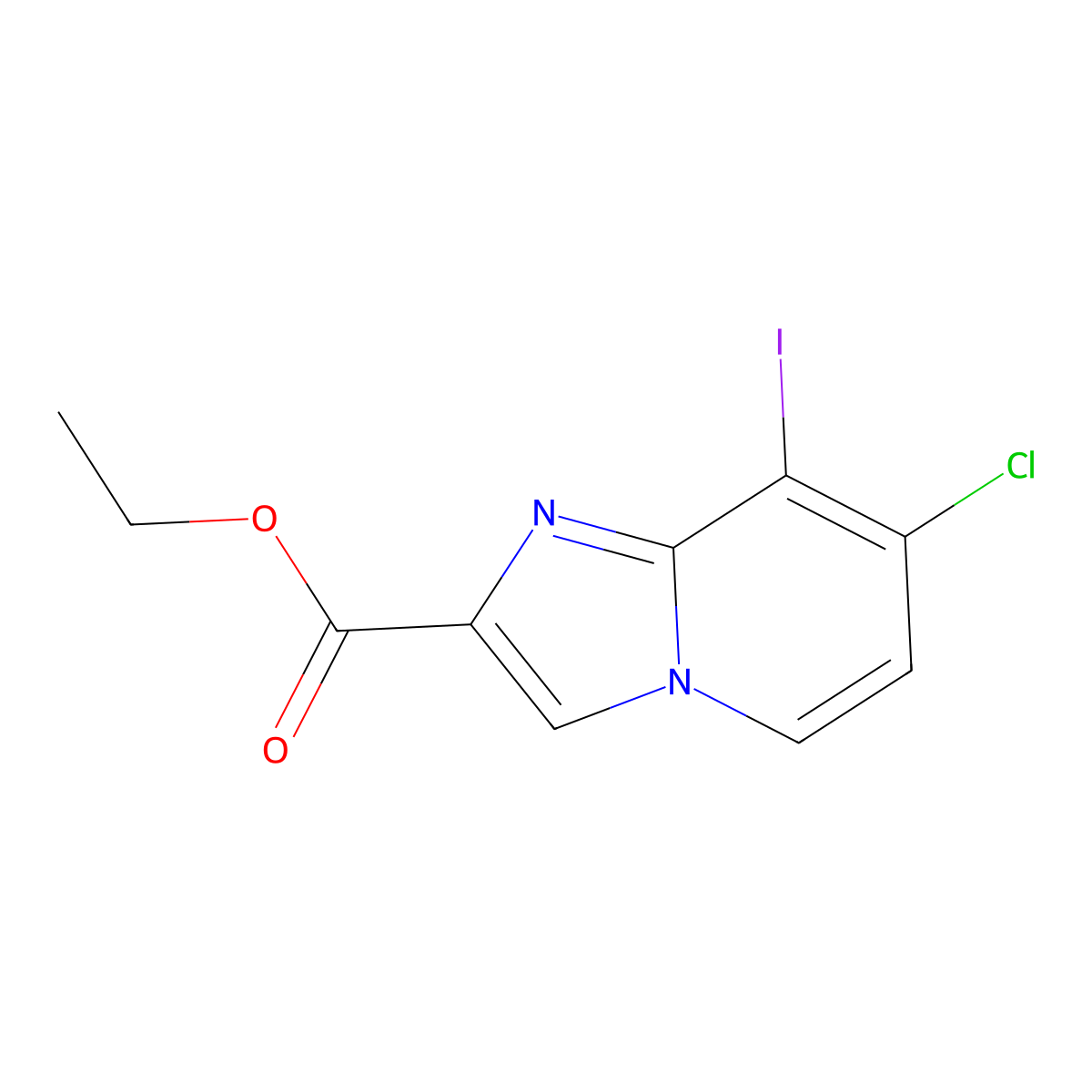 Ethyl 7-chloro-8-iodoimidazo[1,2-a]pyridine-2-carboxylate molecular structure, CAS 1331823-97-2