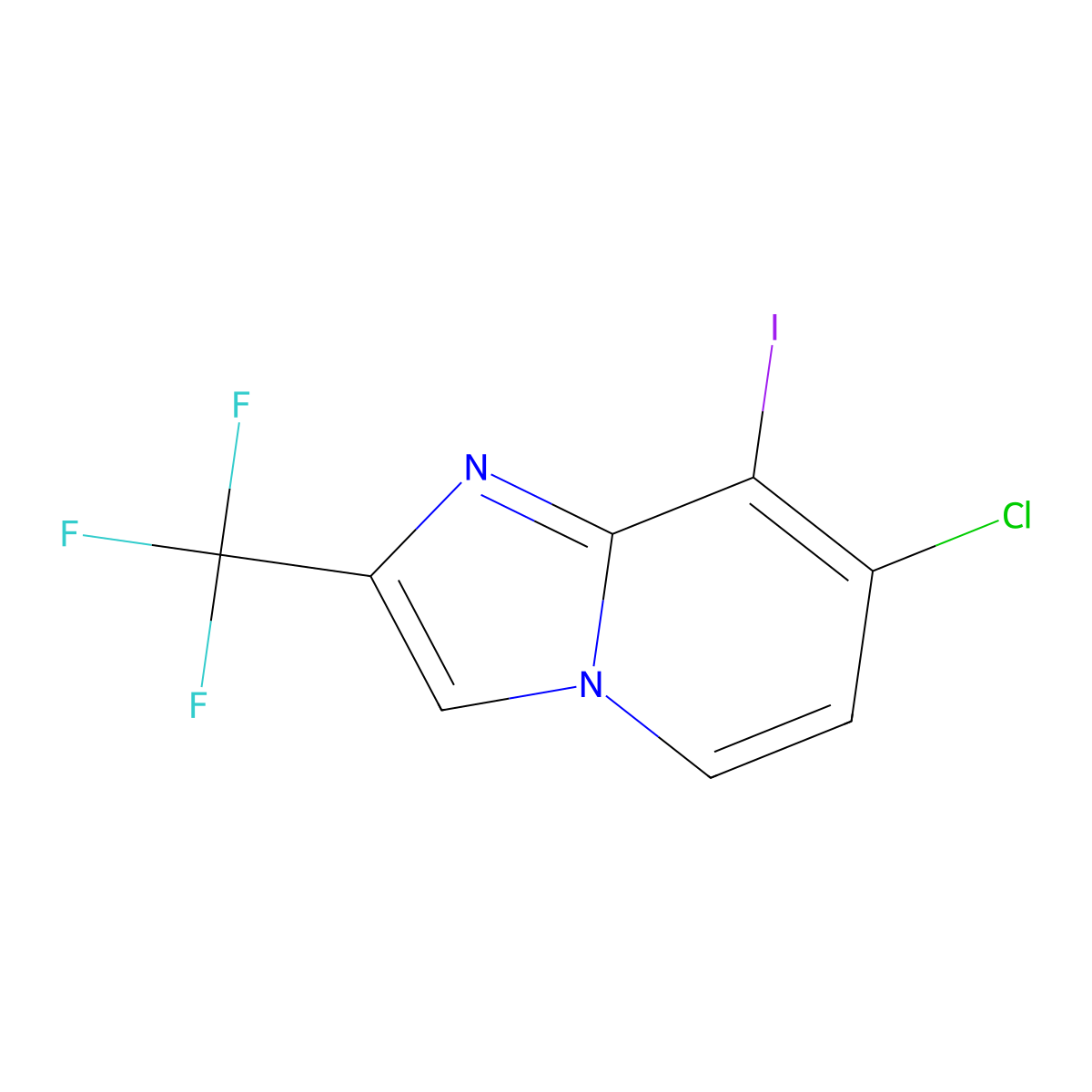 7-Chloro-8-iodo-2-(trifluoromethyl)imidazo[1,2-a]pyridine molecular structure, CAS 1331823-98-3