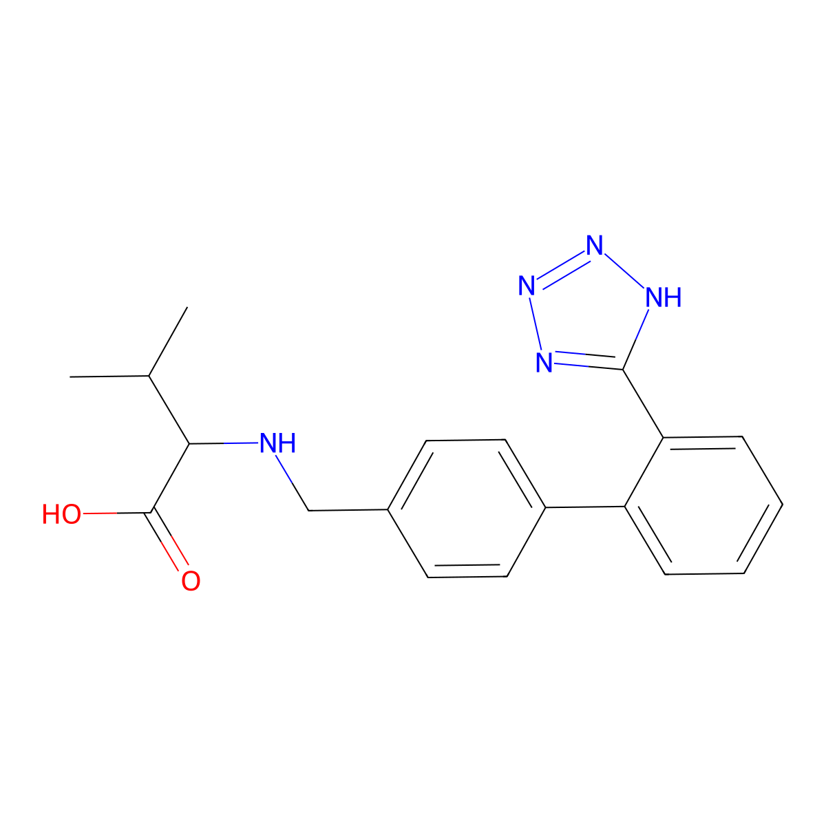 N-{[2'-(1H-tetrazol-5-yl)biphenyl-4-yl]methyl}valine molecular structure, CAS 1331825-41-2