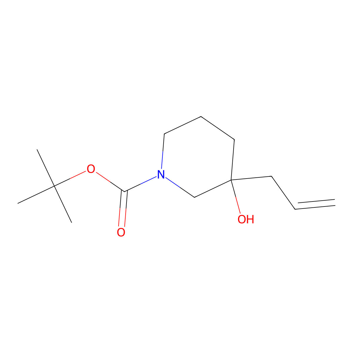 1-Boc-3-allyl-3-hydroxypiperidine molecular structure, CAS 1331825-48-9