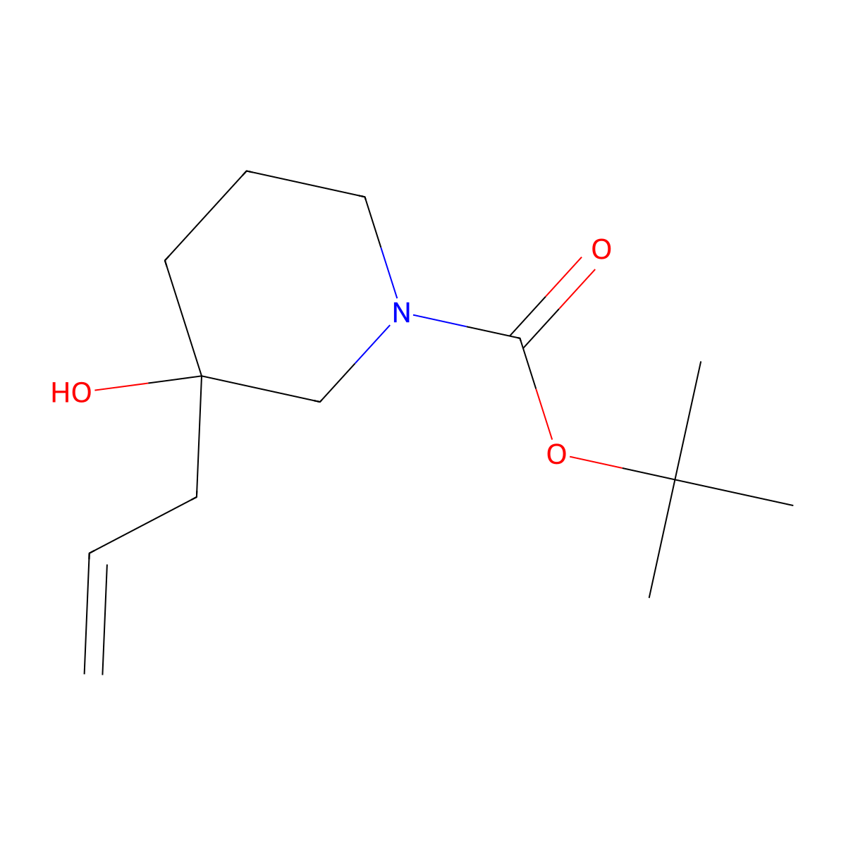 1-Boc-3-allyl-3-hydroxypiperidine molecular structure, CAS 1331825-48-9