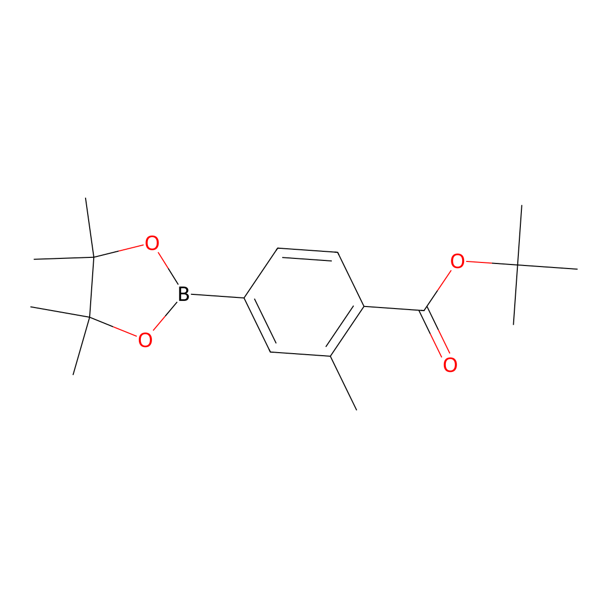 Tert-butyl 2-methyl-4-(4,4,5,5-tetramethyl-1,3,2-dioxaborolan-2-yl)benzoate molecular structure, CAS 1331887-05-8