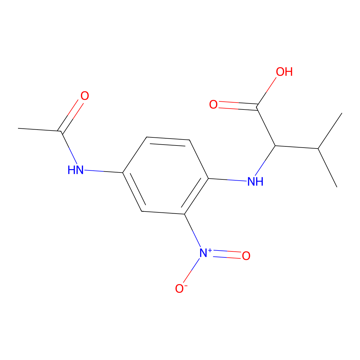(2S)-2-(4-acetamido-2-nitroanilino)-3-methylbutanoic acid molecular structure, CAS 1331894-60-0