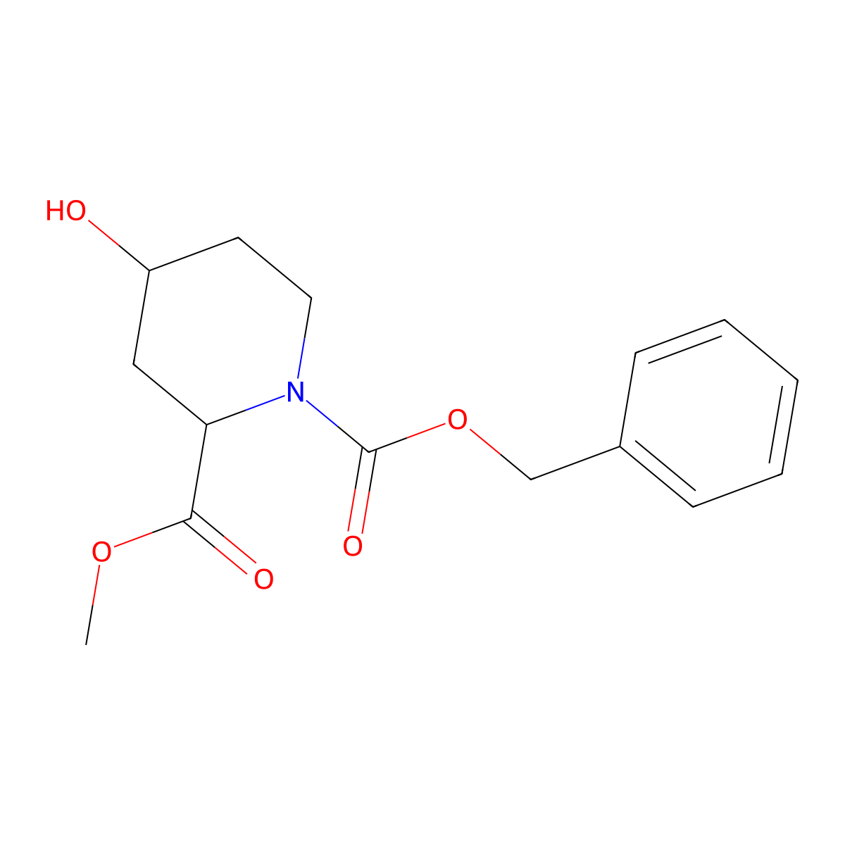 cis-4-Hydroxy-piperidine-1,2-dicarboxylic acid 1-benzyl ester 2-methyl ester molecular structure, CAS 133192-45-7