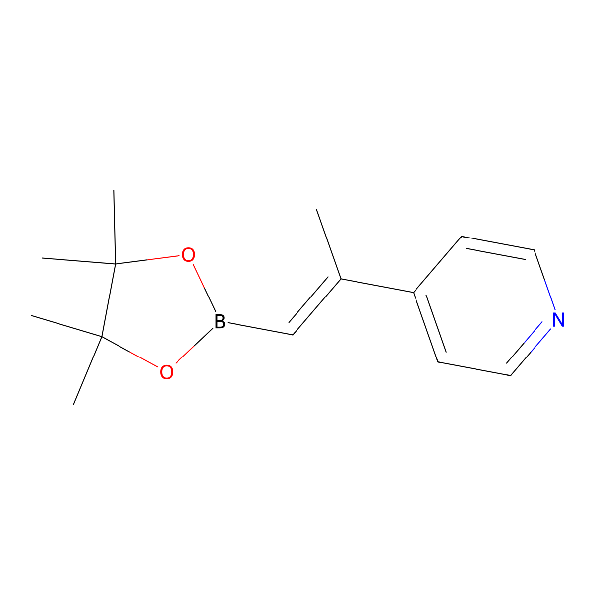 4-[(1E)-1-(tetramethyl-1,3,2-dioxaborolan-2-yl)prop-1-en-2-yl]pyridine molecular structure, CAS 1331936-58-3
