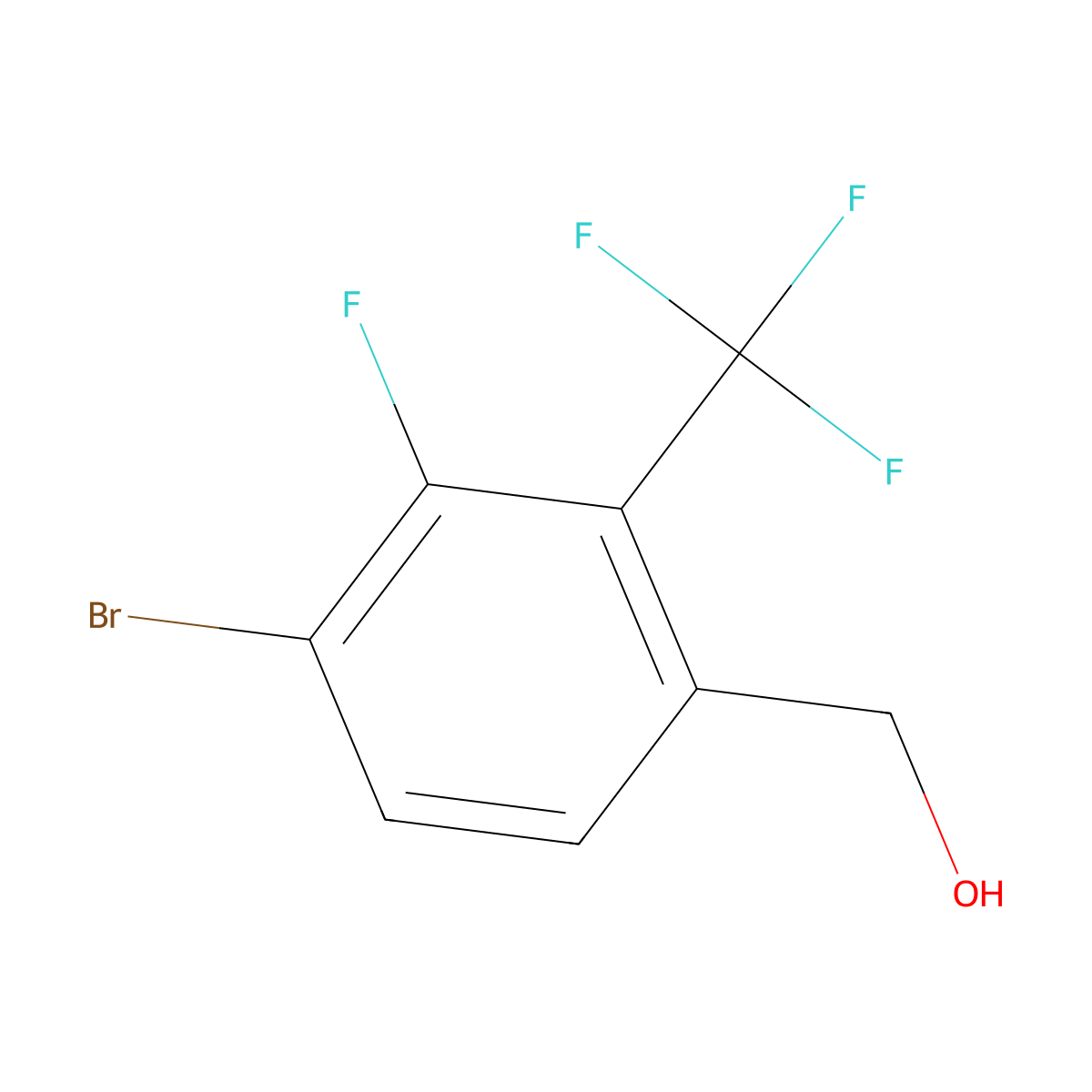 4-Bromo-3-fluoro-2-(trifluoromethyl)benzyl alcohol molecular structure, CAS 1331943-83-9