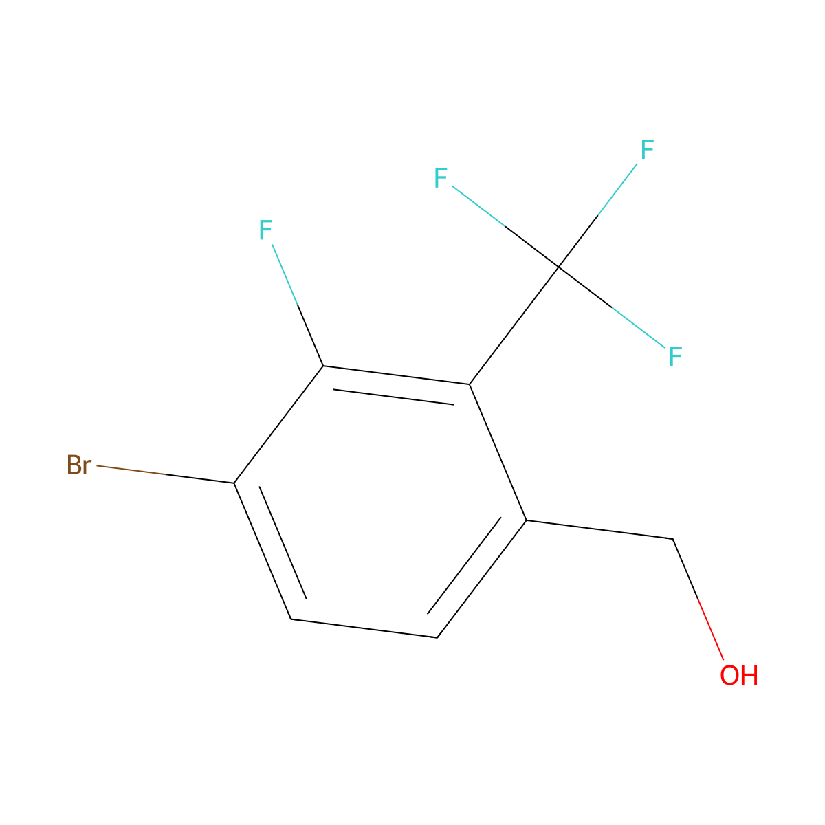 4-Bromo-3-fluoro-2-(trifluoromethyl)benzyl alcohol molecular structure, CAS 1331943-83-9