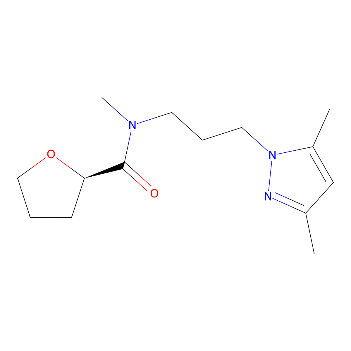 (2R)-N-[3-(3,5-dimethylpyrazol-1-yl)propyl]-N-methyloxolane-2-carboxamide molecular structure, CAS 1331943-91-9