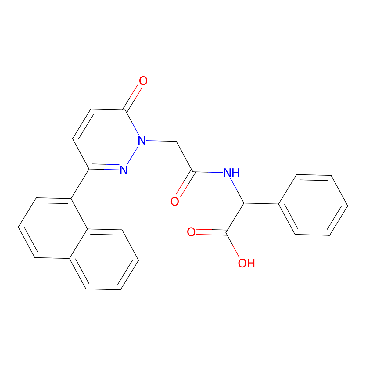 ({[3-(naphthalen-1-yl)-6-oxopyridazin-1(6H)-yl]acetyl}amino)(phenyl)acetic acid molecular structure, CAS 1331970-86-5