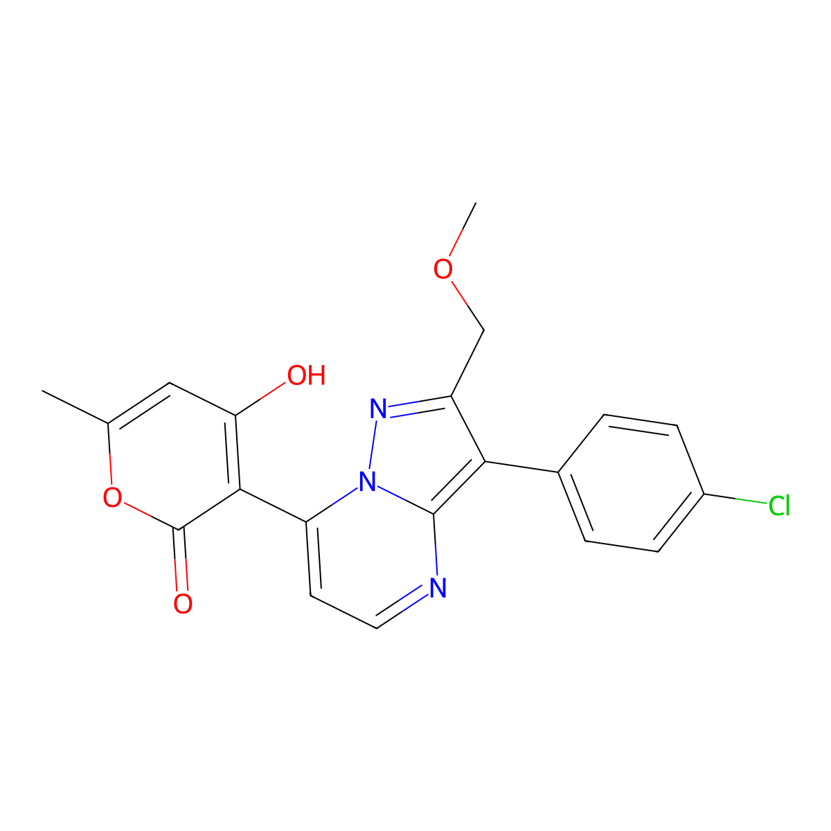 3-(3-(4-chlorophenyl)-2-(methoxymethyl)pyrazolo[1,5-a]pyrimidin-7-yl)-4-hydroxy-6-methyl-2H-pyran-2-one molecular structure, CAS 1331992-17-6