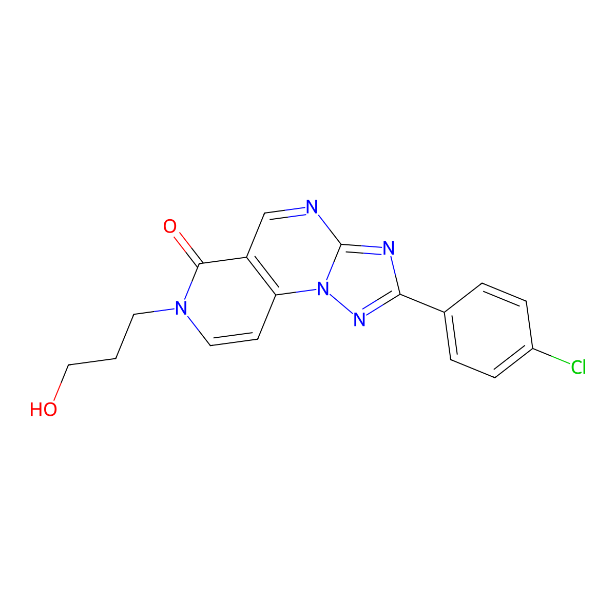 2-(4-chlorophenyl)-7-(3-hydroxypropyl)pyrido[3,4-e][1,2,4]triazolo[1,5-a]pyrimidin-6(7H)-one molecular structure, CAS 1331992-52-9