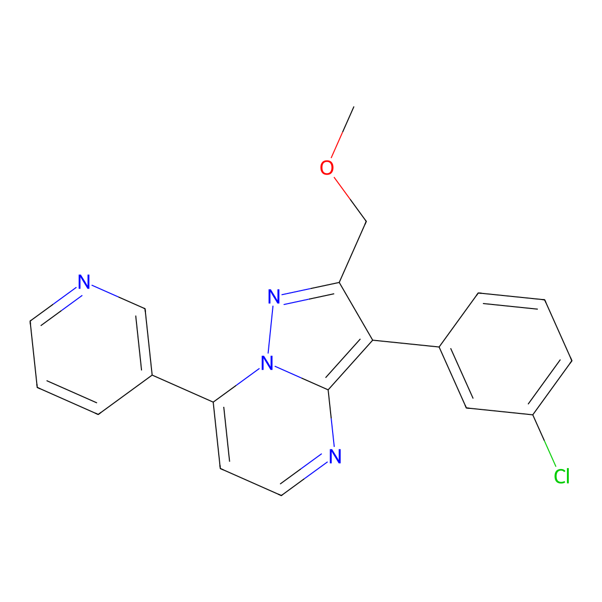 3-(3-Chlorophenyl)-2-(methoxymethyl)-7-(pyridin-3-yl)pyrazolo[1,5-a]pyrimidine molecular structure, CAS 1332071-09-6