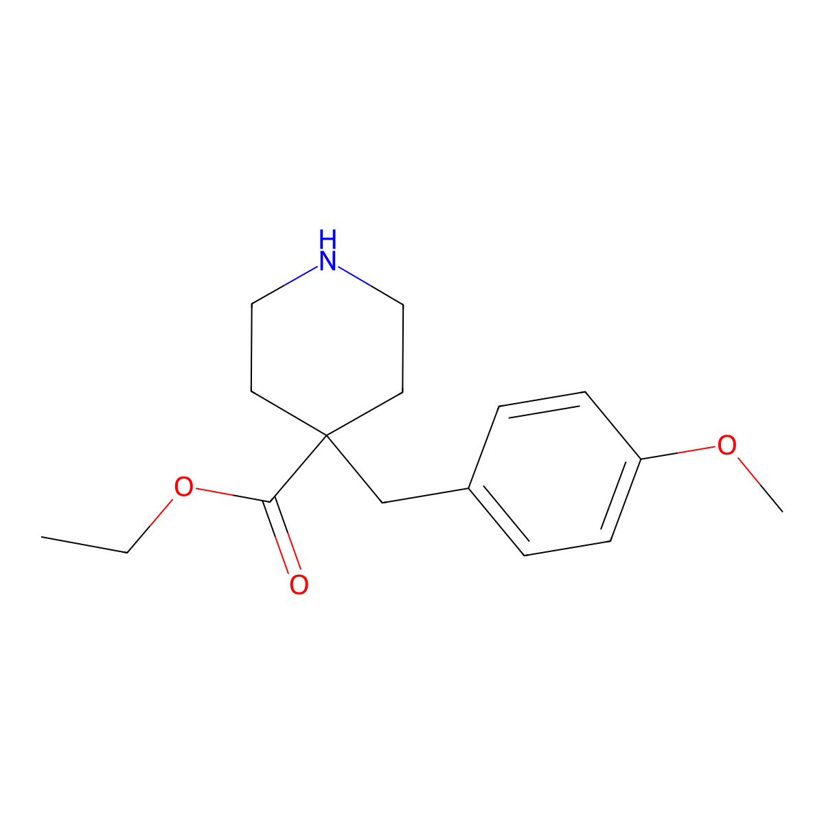 Ethyl 4-(4-methoxybenzyl)-4-piperidinecarboxylate hydrochloride molecular structure, CAS 1332079-45-4