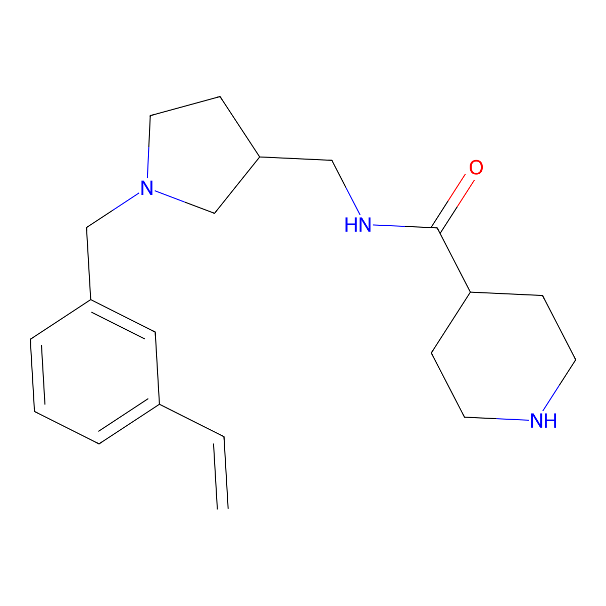 N-{[1-(3-vinylbenzyl)pyrrolidin-3-yl]methyl}piperidine-4-carboxamide molecular structure, CAS 1332080-00-8