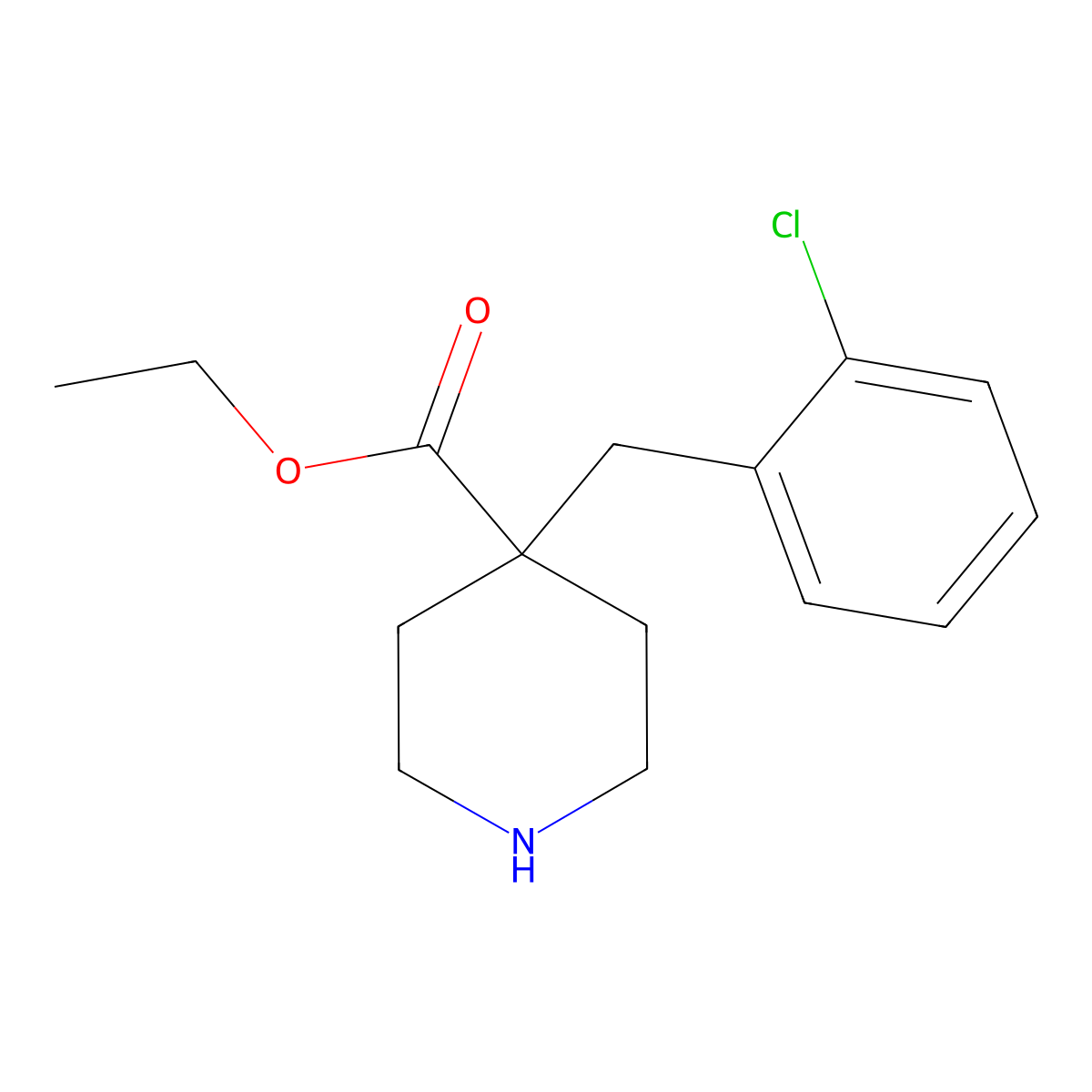 Ethyl 4-(2-chlorobenzyl)piperidine-4-carboxylate molecular structure, CAS 1332086-98-2