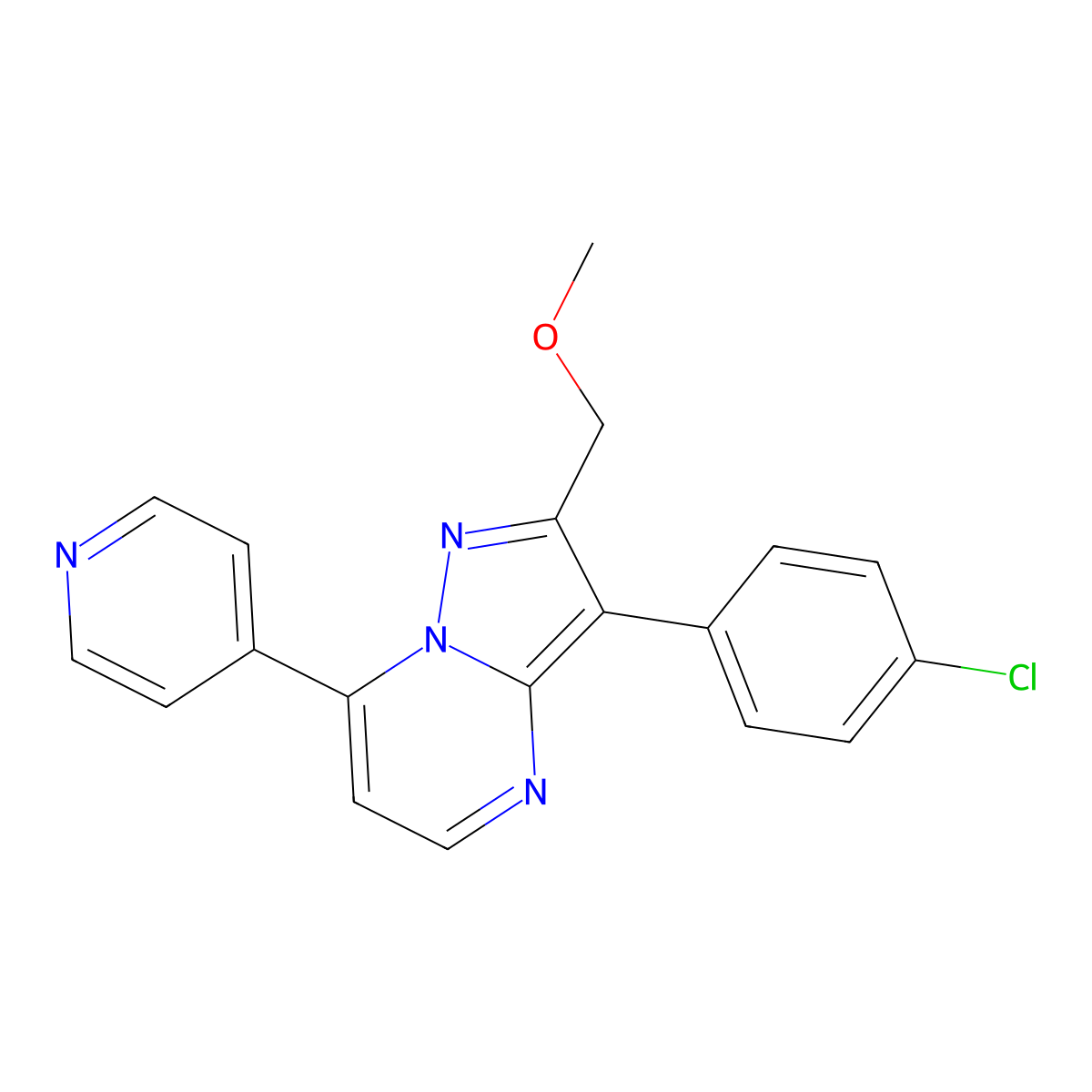 3-(4-Chlorophenyl)-2-(methoxymethyl)-7-(pyridin-4-yl)pyrazolo[1,5-a]pyrimidine molecular structure, CAS 1332098-54-0