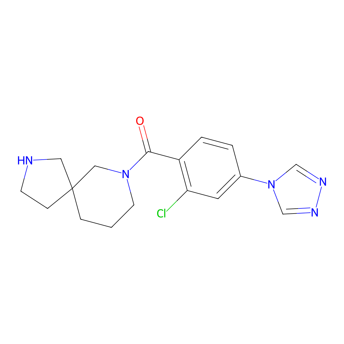7-[2-chloro-4-(4H-1,2,4-triazol-4-yl)benzoyl]-2,7-diazaspiro[4.5]decane hydrochloride molecular structure, CAS 1332105-01-7