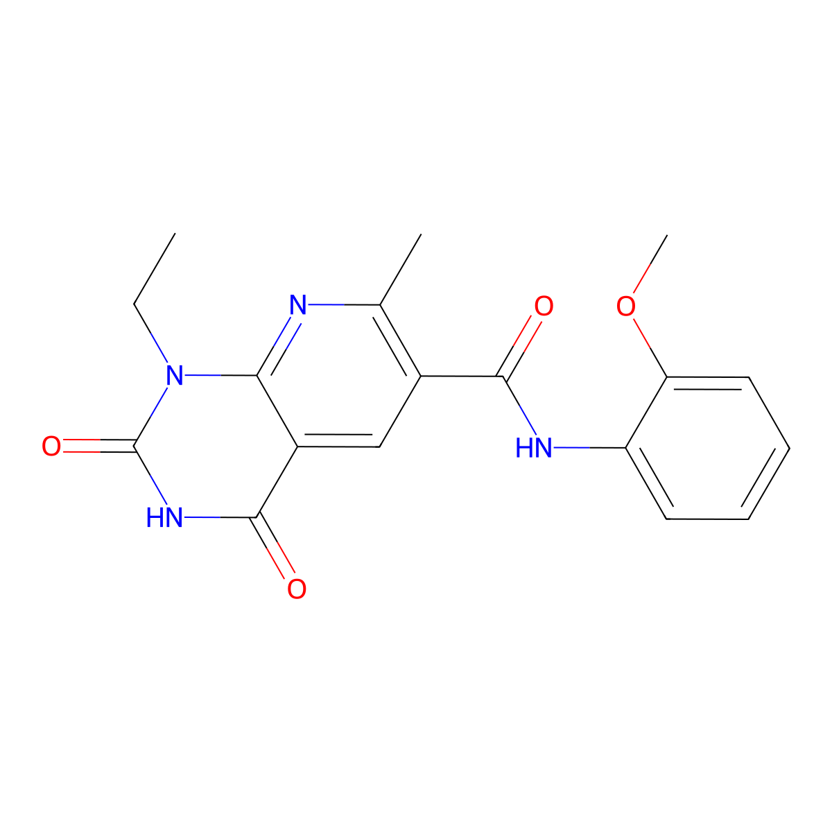 1-ethyl-N-(2-methoxyphenyl)-7-methyl-2,4-dioxo-1,2,3,4-tetrahydropyrido[2,3-d]pyrimidine-6-carboxamide molecular structure, CAS 1332105-98-2
