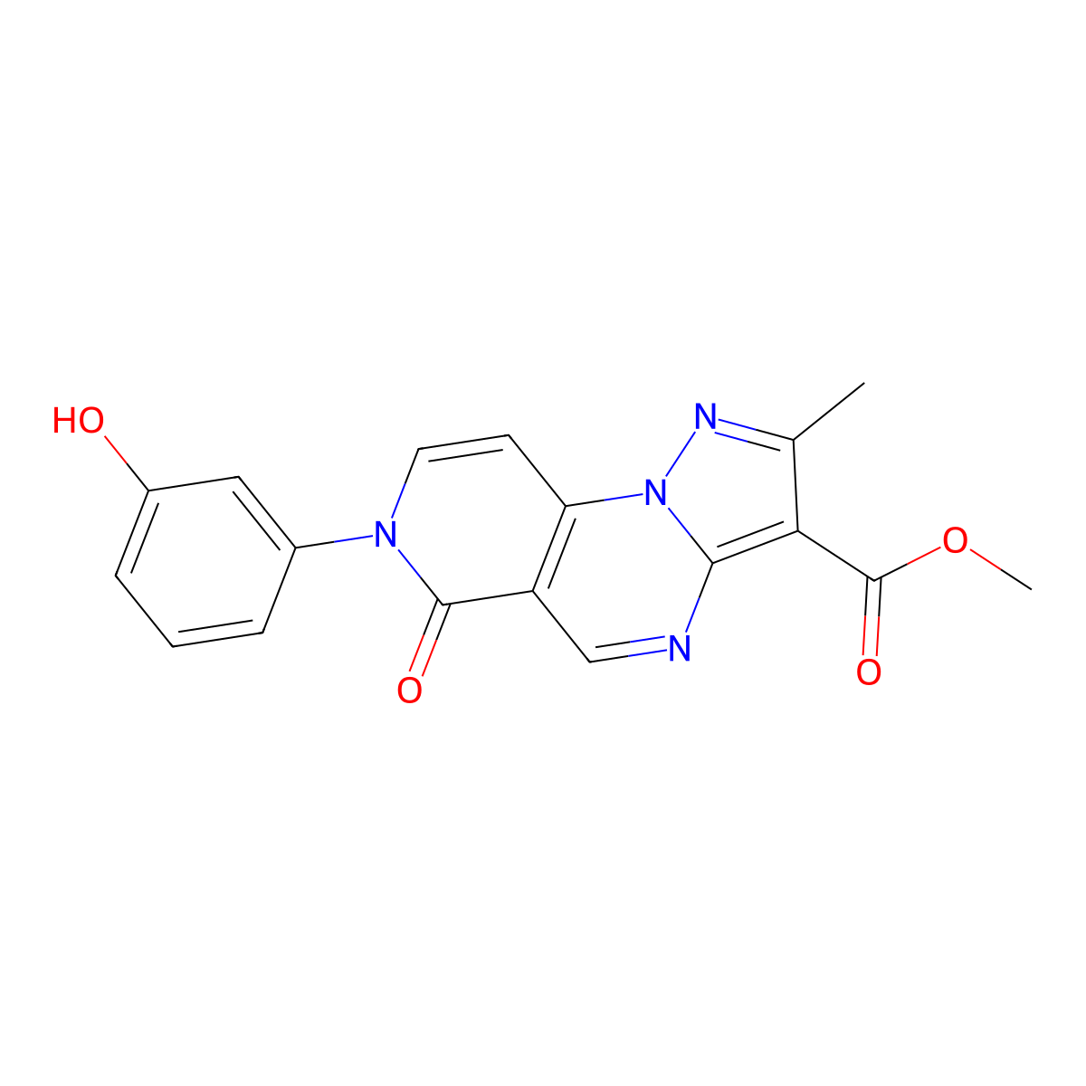 Methyl 7-(3-hydroxyphenyl)-2-methyl-6-oxo-6,7-dihydropyrazolo[1,5-a]pyrido[3,4-e]pyrimidine-3-carboxylate molecular structure, CAS 1332111-62-2