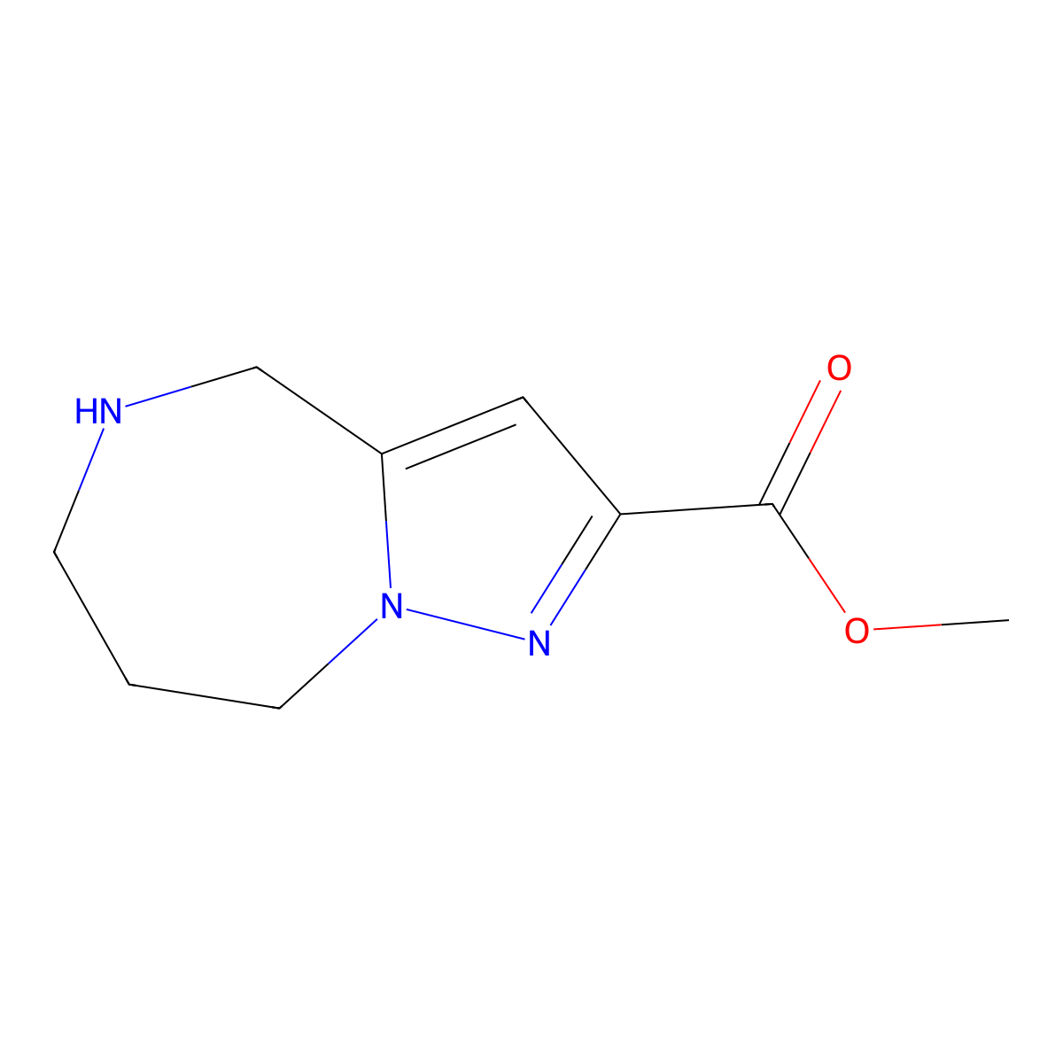 methyl 4H,5H,6H,7H,8H-pyrazolo[1,5-a][1,4]diazepine-2-carboxylate molecular structure, CAS 1332113-40-2