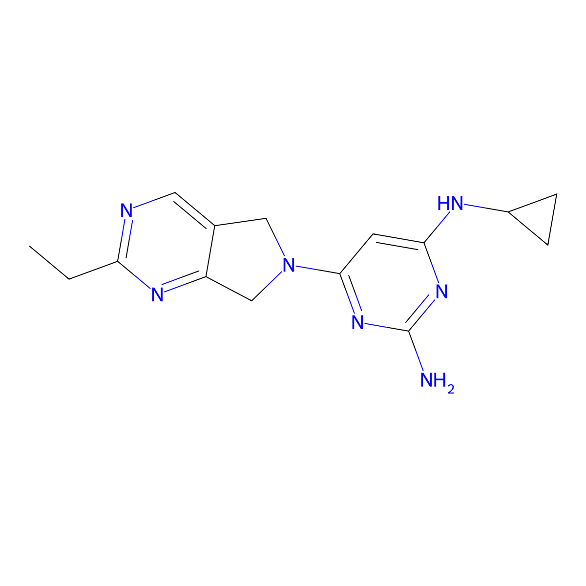 N4-cyclopropyl-6-(2-ethyl-5H-pyrrolo[3,4-d]pyrimidin-6(7H)-yl)pyrimidine-2,4-diamine molecular structure, CAS 1332128-75-2