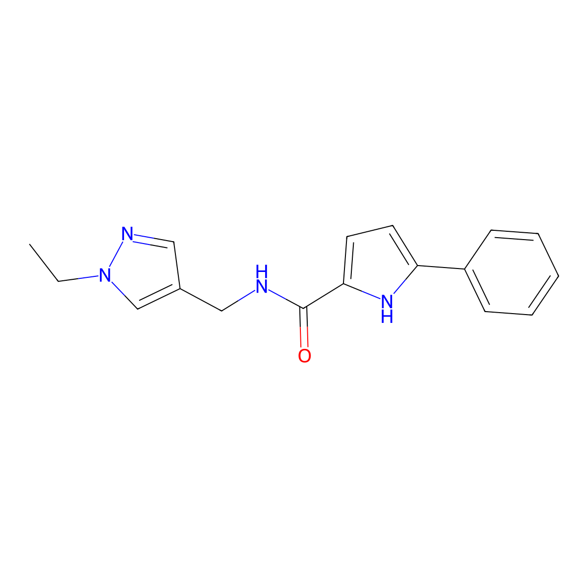 N-((1-Ethyl-1H-pyrazol-4-yl)methyl)-5-phenyl-1H-pyrrole-2-carboxamide molecular structure, CAS 1332129-23-3