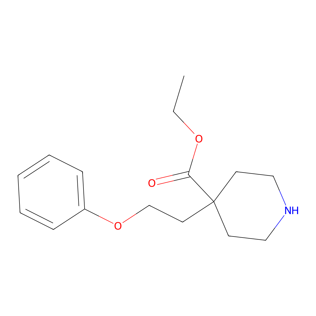 Ethyl 4-(2-phenoxyethyl)piperidine-4-carboxylate molecular structure, CAS 1332148-13-6