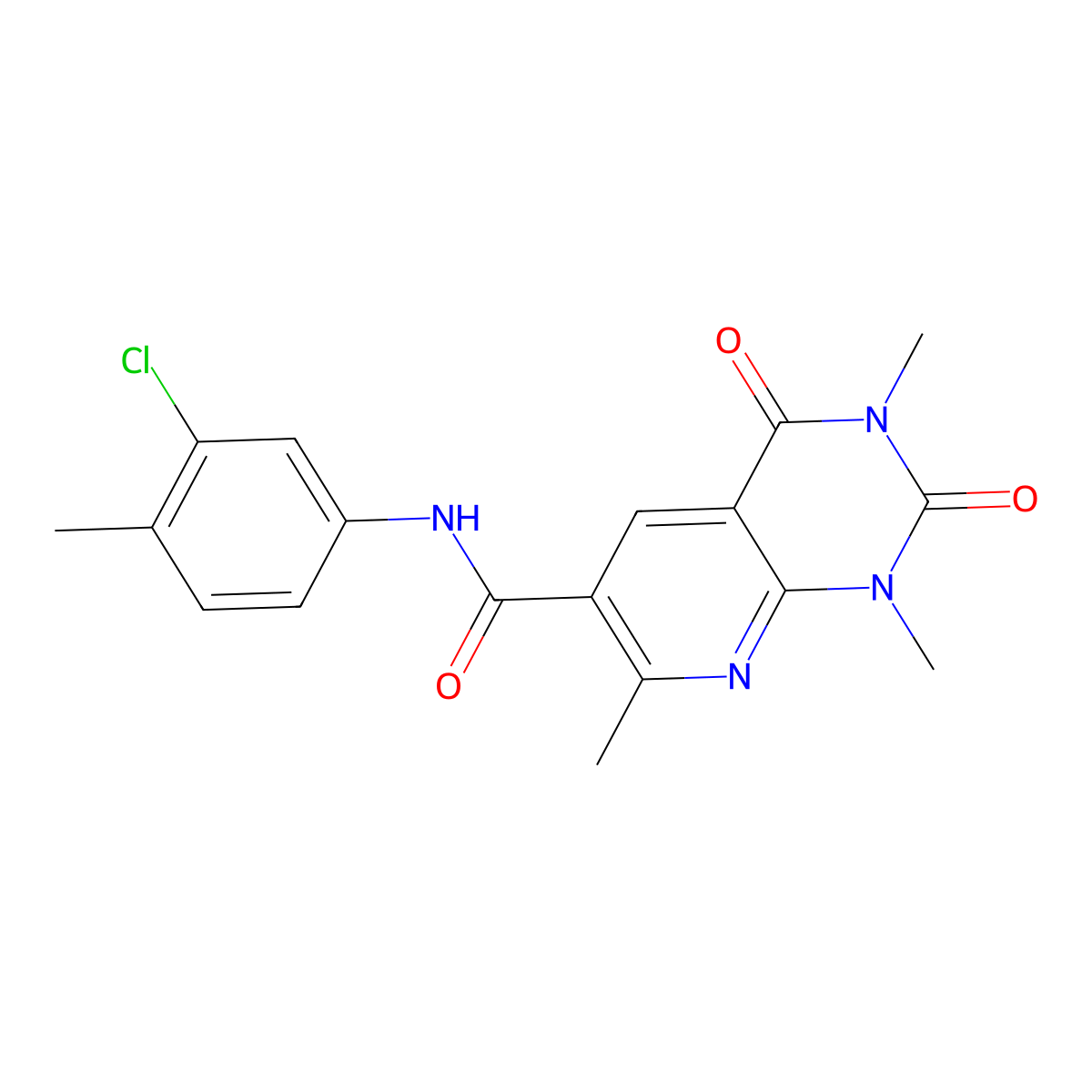 N-(3-chloro-4-methylphenyl)-1,3,7-trimethyl-2,4-dioxopyrido[2,3-d]pyrimidine-6-carboxamide molecular structure, CAS 1332158-00-5